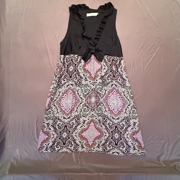 Alice & Trixie Black/Purple Paisley 100% Silk Sleeveless Mini Dress Size XS $198 - Picture 2 of 8